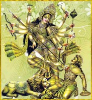 Bohyně Durga zabíjí démona Mahišásuru